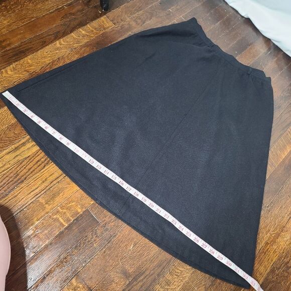 Vintage 80's Black Recycled Wool Skirt With Rainbow Belt - Picture 7 of 11